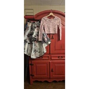 Speechless Size 14 Girls 2 Piece Dressy Set High Low Skirt Lace Top NEEDS BUTTON